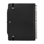 Caderno de capa dura de plástico reciclado, folhas A5 pautadas cor preto segunda vista traseira