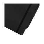 Caderno de capa dura de plástico reciclado, folhas A5 pautadas cor preto vista detalhe 1