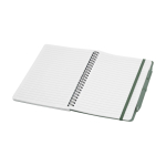 Caderno de capa dura de plástico reciclado, folhas A5 pautadas cor verde pastel segunda vista