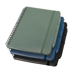Caderno de capa dura de plástico reciclado, folhas A5 pautadas cor verde pastel segunda vista várias cores