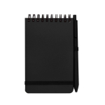 Caderno de capa oceânica de plástico reciclado, folhas A6 pautadas cor preto segunda vista frontal