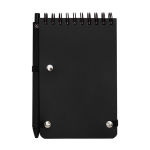 Caderno de capa oceânica de plástico reciclado, folhas A6 pautadas cor preto segunda vista traseira