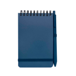 Caderno de capa oceânica de plástico reciclado, folhas A6 pautadas cor azul-marinho segunda vista frontal