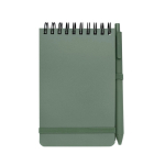 Caderno de capa oceânica de plástico reciclado, folhas A6 pautadas cor verde pastel segunda vista frontal