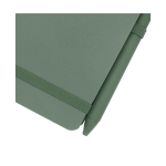 Caderno de capa oceânica de plástico reciclado, folhas A6 pautadas cor verde pastel vista detalhe 1