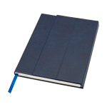 Caderno de capa dura de plástico reciclado, folhas A5 pautadas cor azul-marinho
