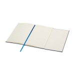 Caderno de capa dura de plástico reciclado, folhas A5 pautadas cor azul-marinho terceira vista