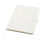 Caderno com bordas arredondadas e capa macia, folhas A5 pautadas cor branco