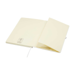 Caderno com bordas arredondadas e capa macia, folhas A5 pautadas cor branco terceira vista