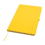 Caderno com bordas arredondadas e capa macia, folhas A5 pautadas cor amarelo