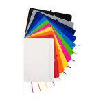 Caderno com bordas arredondadas e capa macia, folhas A5 pautadas cor cor-de-laranja segunda vista várias cores