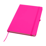 Caderno com bordas arredondadas e capa macia, folhas A5 pautadas cor cor-de-rosa