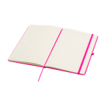 Caderno com bordas arredondadas e capa macia, folhas A5 pautadas cor cor-de-rosa segunda vista