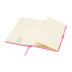 Caderno com bordas arredondadas e capa macia, folhas A5 pautadas cor cor-de-rosa terceira vista