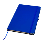 Caderno com bordas arredondadas e capa macia, folhas A5 pautadas cor azul real
