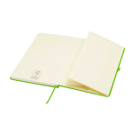 Caderno com bordas arredondadas e capa macia, folhas A5 pautadas cor verde-lima terceira vista