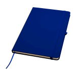 Caderno com bordas arredondadas e capa macia, folhas A5 pautadas cor azul-marinho