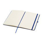 Caderno com bordas arredondadas e capa macia, folhas A5 pautadas cor azul-marinho segunda vista