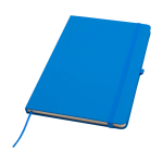 Caderno com bordas arredondadas e capa macia, folhas A5 pautadas cor azul-claro