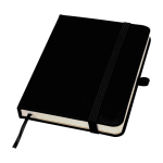 Caderno de capa dura, revestimento de toque macio, folhas A6 pautadas cor preto