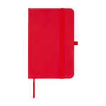 Caderno de capa dura, revestimento de toque macio, folhas A6 pautadas cor vermelho segunda vista frontal