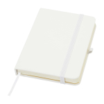 Caderno de capa dura, revestimento de toque macio, folhas A6 pautadas cor branco