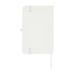 Caderno de capa dura, revestimento de toque macio, folhas A6 pautadas cor branco segunda vista traseira