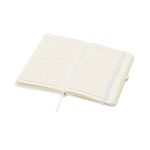 Caderno de capa dura, revestimento de toque macio, folhas A6 pautadas cor branco segunda vista