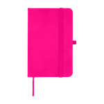 Caderno de capa dura, revestimento de toque macio, folhas A6 pautadas cor cor-de-rosa segunda vista frontal