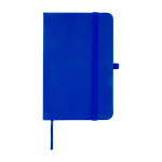 Caderno de capa dura, revestimento de toque macio, folhas A6 pautadas cor azul real segunda vista frontal
