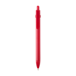 Caneta de plástico reciclado com bola e clipe, tinta preta cor vermelho