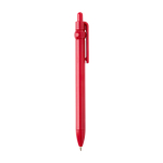 Caneta de plástico reciclado com bola e clipe, tinta preta cor vermelho segunda vista com lateral