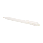 Caneta de plástico reciclado com bola e clipe, tinta preta cor branco segunda vista