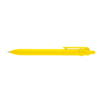 Caneta de plástico reciclado com bola e clipe, tinta preta cor amarelo segunda vista frontal