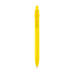 Caneta de plástico reciclado com bola e clipe, tinta preta cor amarelo