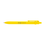 Caneta de plástico reciclado com bola e clipe, tinta preta cor amarelo vista impressão tampografia