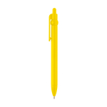 Caneta de plástico reciclado com bola e clipe, tinta preta cor amarelo vista lateral