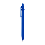Caneta de plástico reciclado com bola e clipe, tinta preta cor azul real vista lateral
