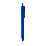 Caneta de plástico reciclado com bola e clipe, tinta preta cor azul real segunda vista com lateral