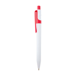 Caneta sofisticada de plástico reciclado, tinta preta cor vermelho vista lateral