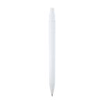 Caneta sofisticada de plástico reciclado, tinta preta cor branco segunda vista traseira