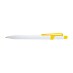 Caneta sofisticada de plástico reciclado, tinta preta cor amarelo segunda vista frontal