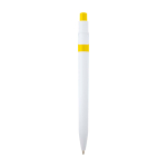 Caneta sofisticada de plástico reciclado, tinta preta cor amarelo segunda vista traseira