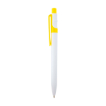 Caneta sofisticada de plástico reciclado, tinta preta cor amarelo vista lateral