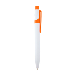 Caneta sofisticada de plástico reciclado, tinta preta cor cor-de-laranja segunda vista com lateral