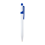 Caneta sofisticada de plástico reciclado, tinta preta cor azul real segunda vista com lateral