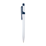 Caneta sofisticada de plástico reciclado, tinta preta cor azul-marinho vista lateral