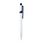 Caneta sofisticada de plástico reciclado, tinta preta cor azul-marinho segunda vista com lateral