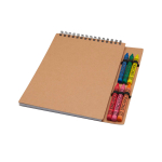 Caderno de argolas com capa mole e lápis de cera incluídos cor natural