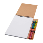 Caderno de argolas com capa mole e lápis de cera incluídos cor natural segunda vista